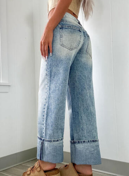 P R E O R D E R -Mazie Mid-Rise Cuffed Jeans