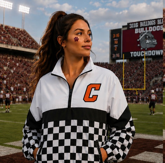 White  Checkered Commerce Pullover - PREORDER