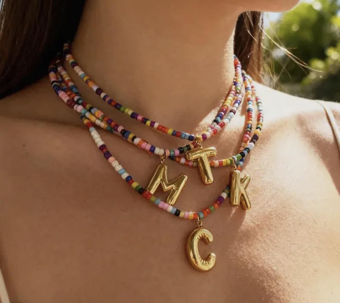 Colorful Bead Inital Necklace