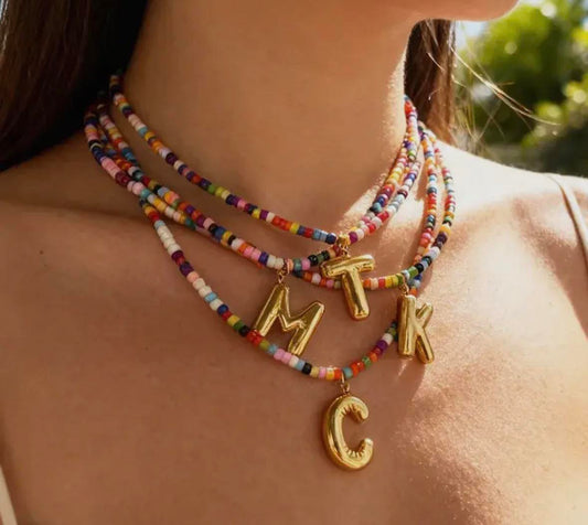 Colorful Bead Inital Necklace