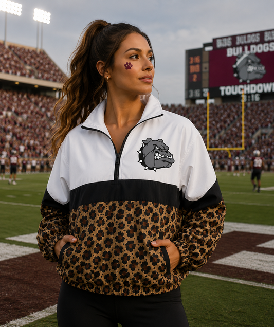Leopard/White Bulldog Pullover - PREORDER
