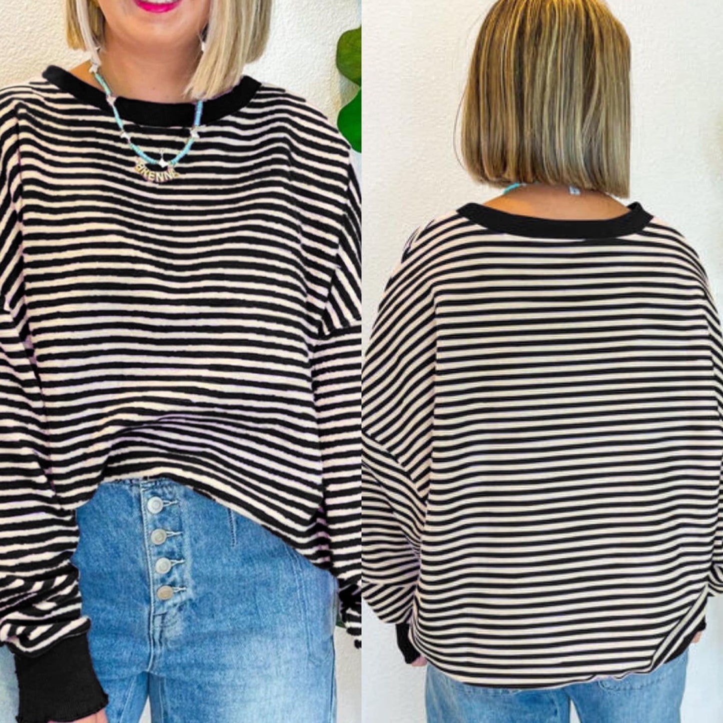 No Stars Just Stripes Top (Black)