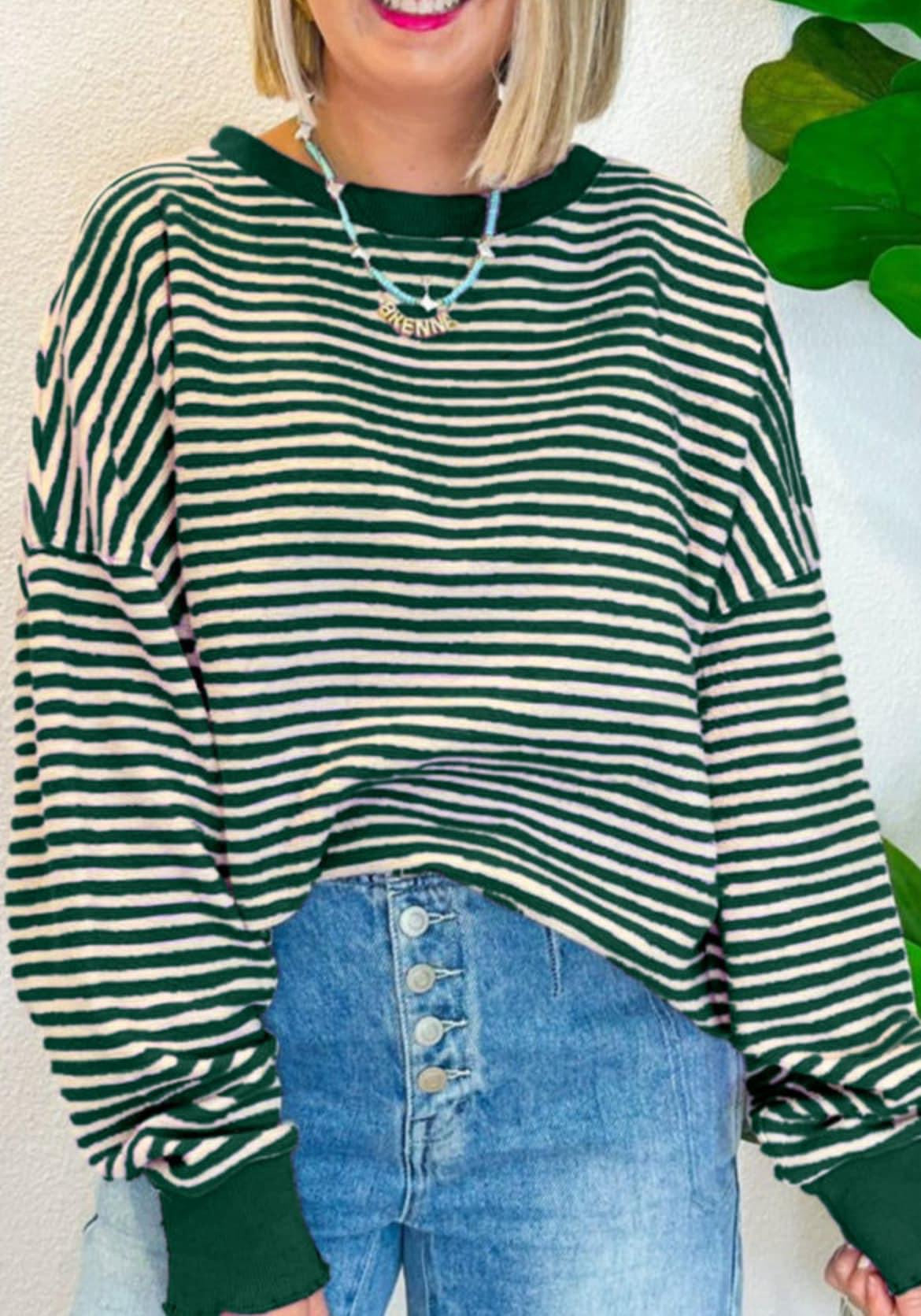 No Stars Just Stripes Top (Green)