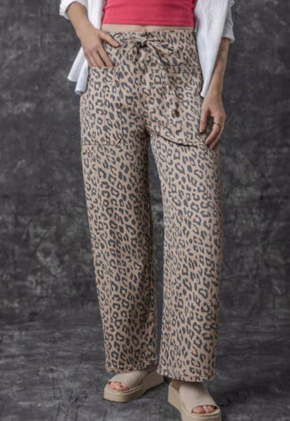 Leopard Wide Leg Cropped Jeans