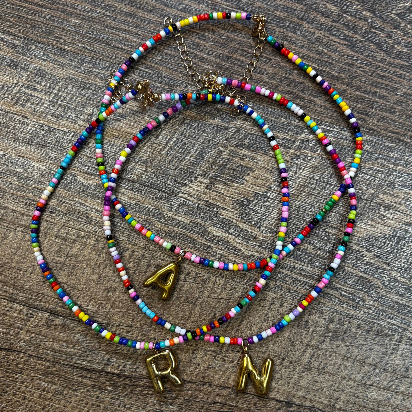 Colorful Bead Inital Necklace