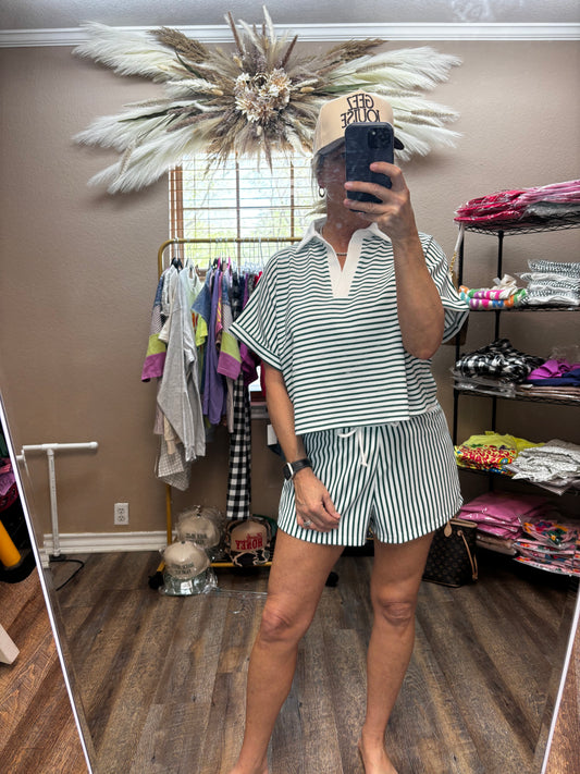 Zenana Striped Short Set