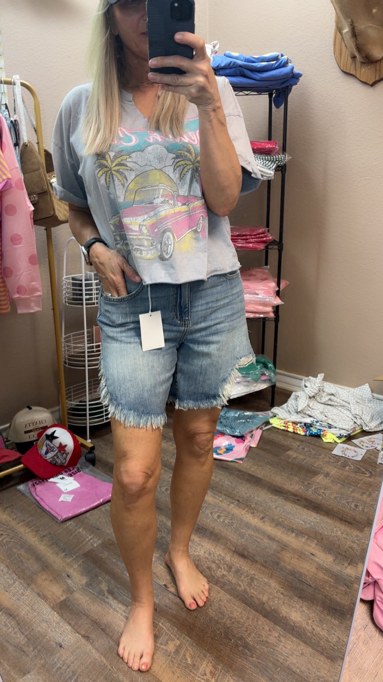 Wide leg Baggy Freyed Shorts