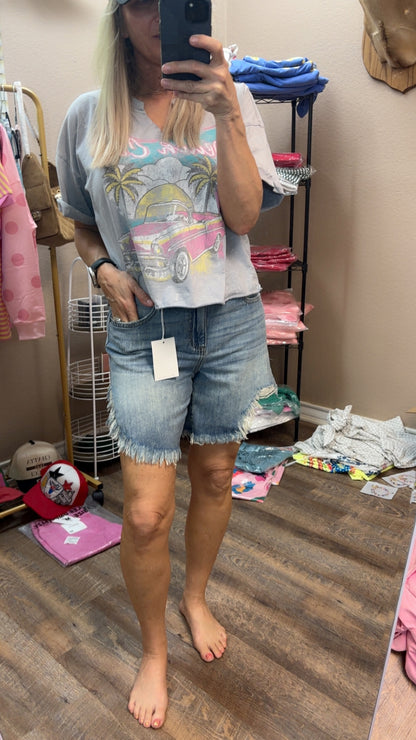 Wide leg Baggy Freyed Shorts