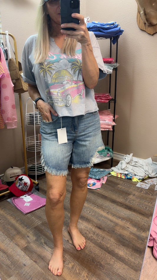 Wide leg Baggy Freyed Shorts