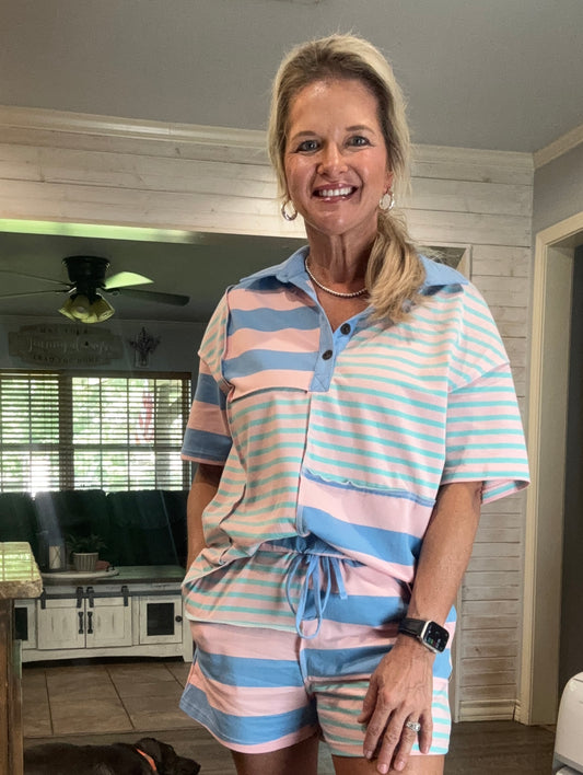 Striped Pastel Short Set