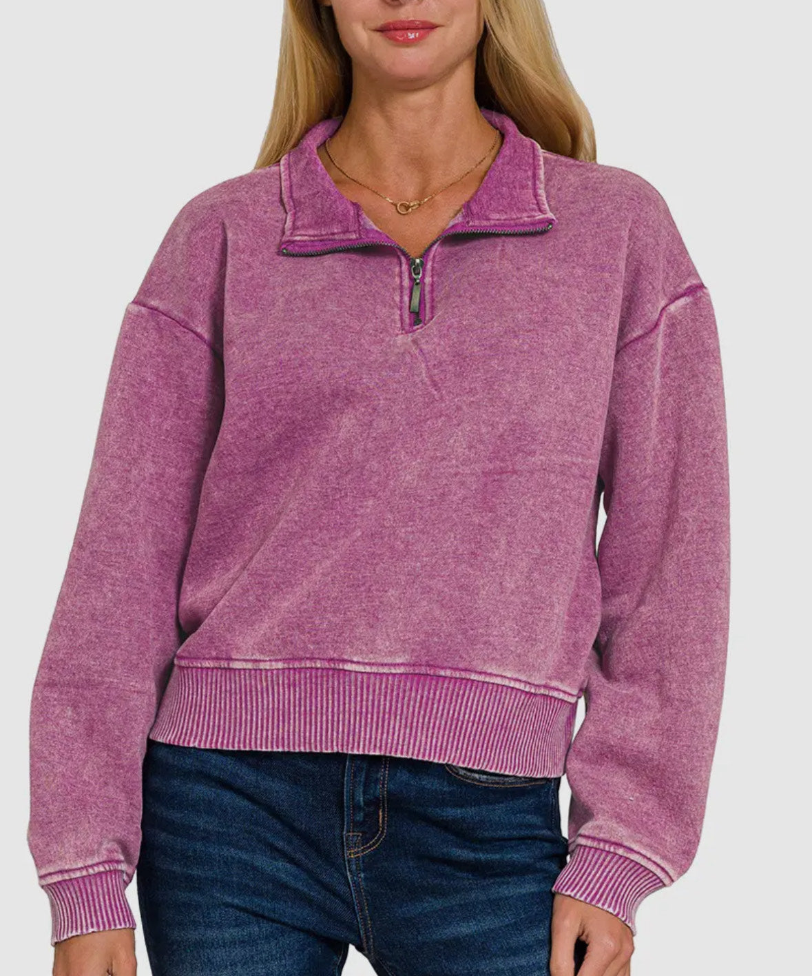 Mineral Washed Quarter Zip Pullover