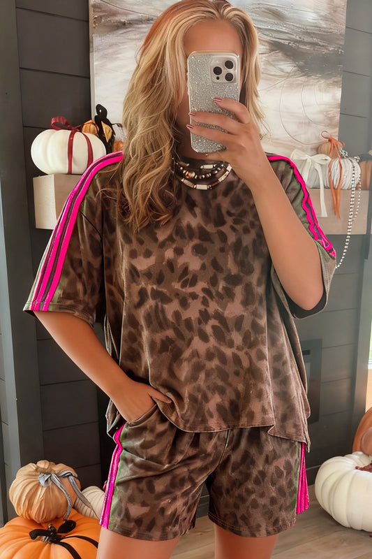 Pink/Leopard Short Set